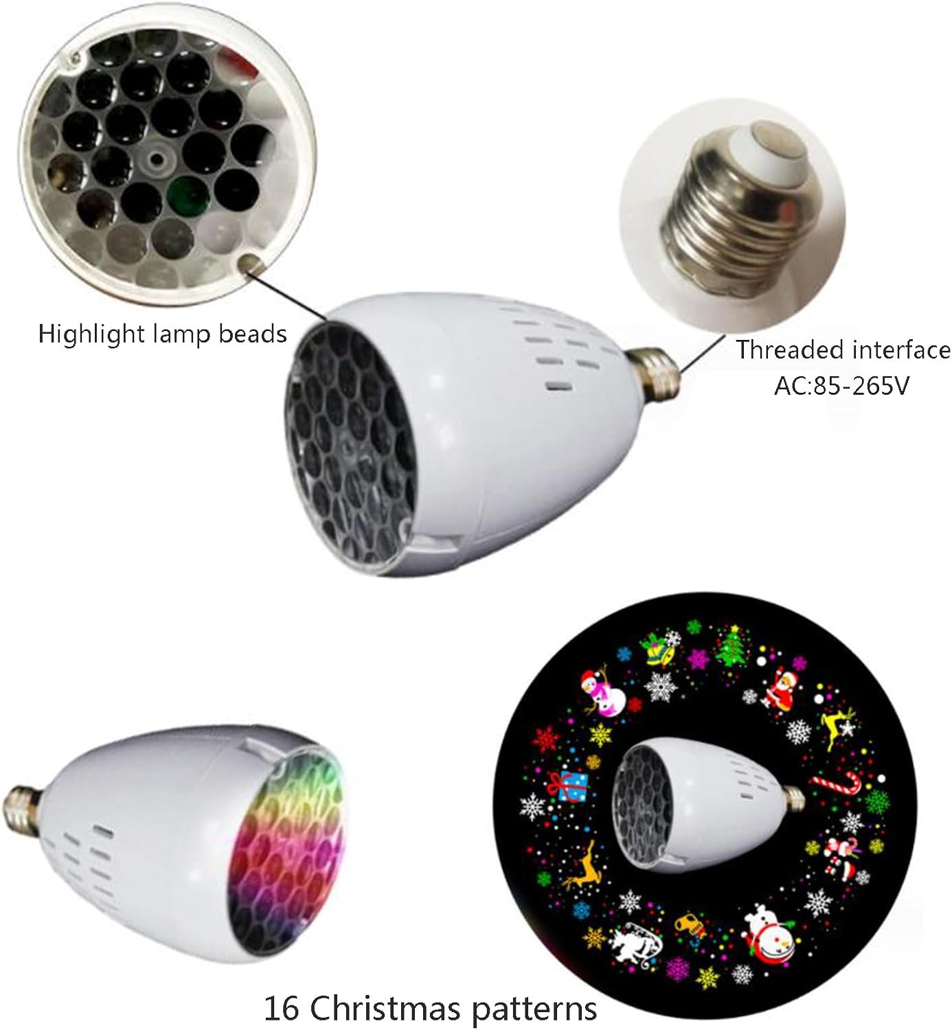 Foco de Luces Navideñas Giratorias