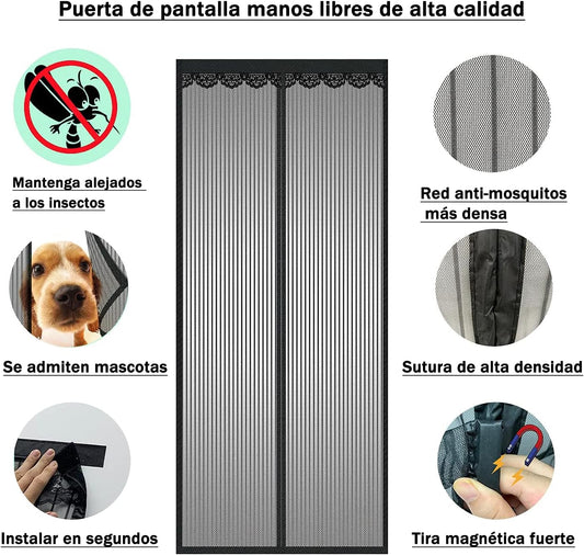 Puerta con mosquitera magnética