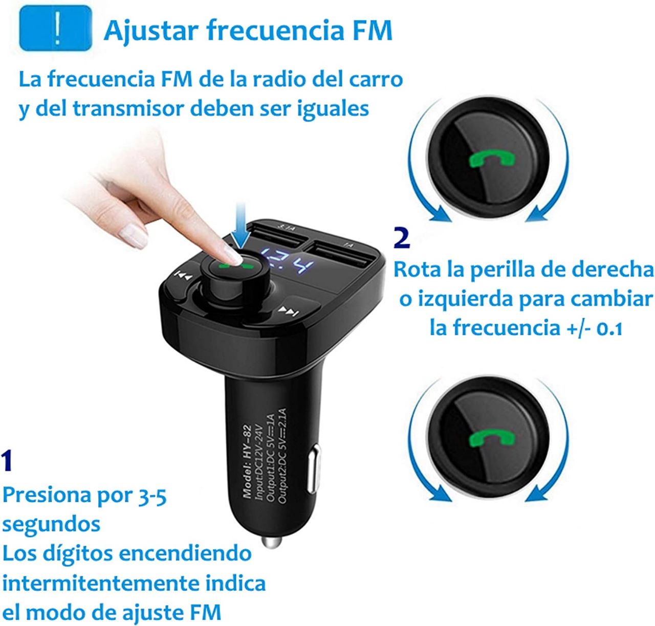 Transmisor Bluetooth FM para Carro