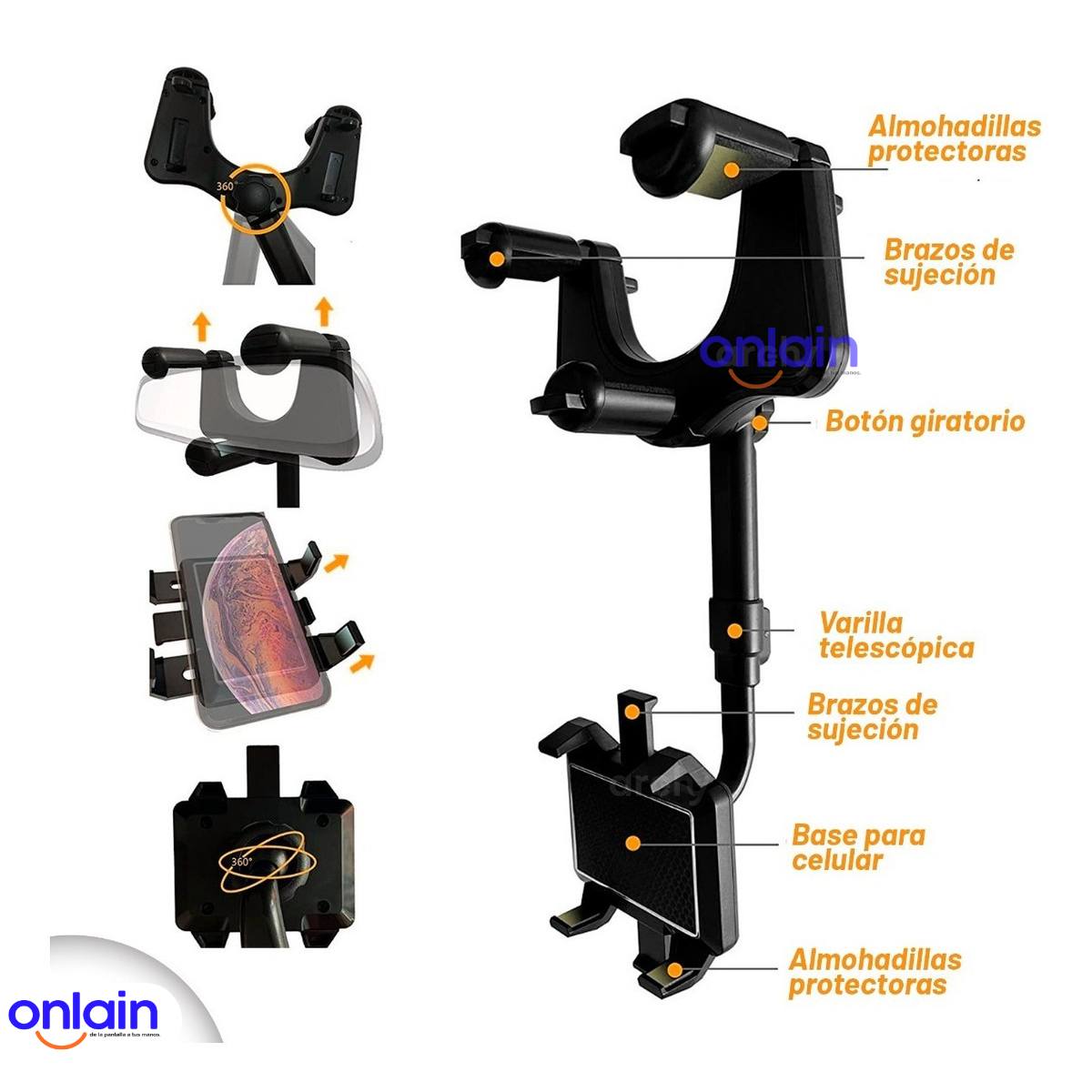 Soporte para Celular de Retrovisor 360º 📱