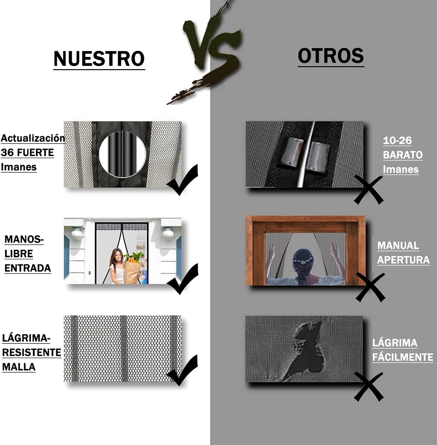 Puerta con mosquitera magnética