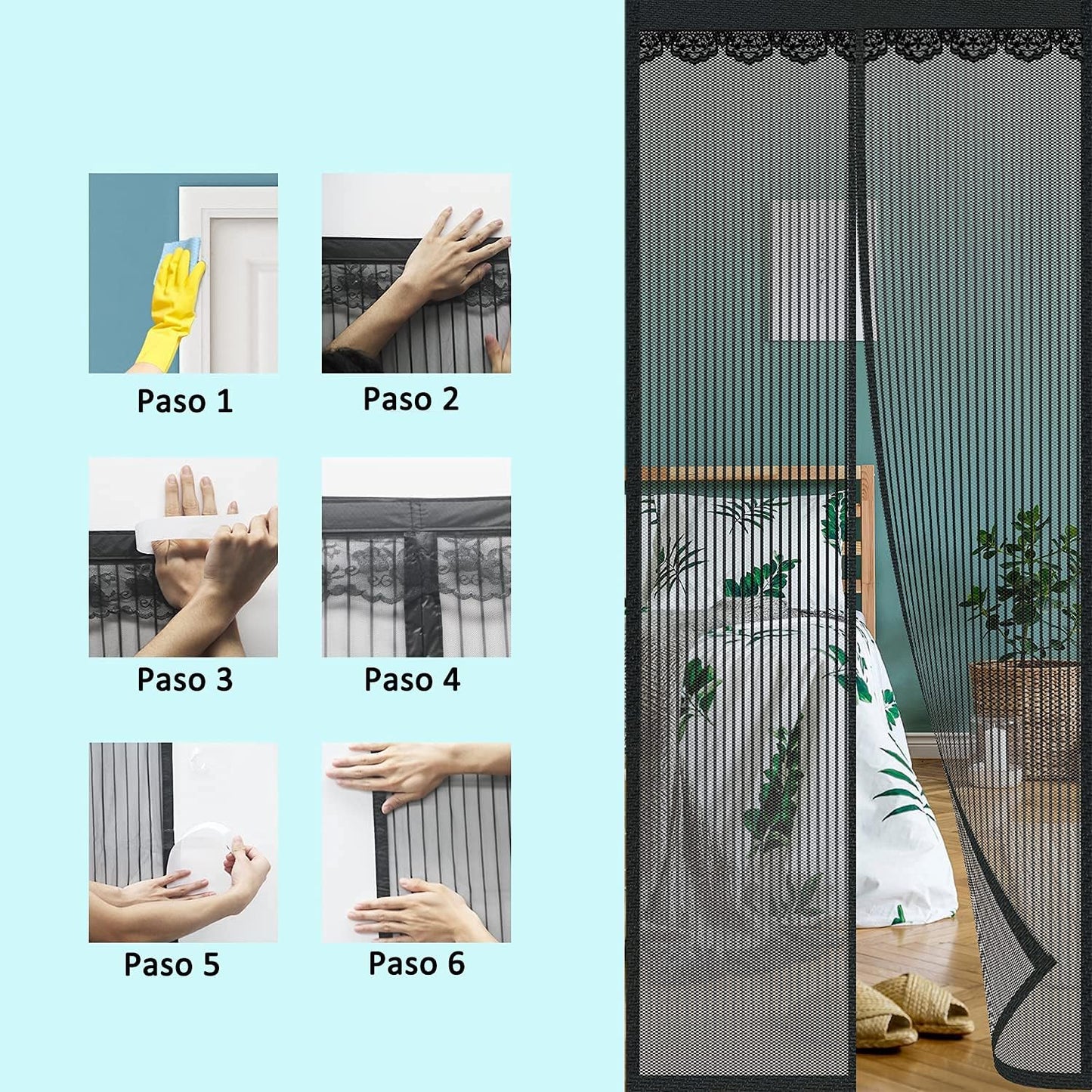Puerta con mosquitera magnética