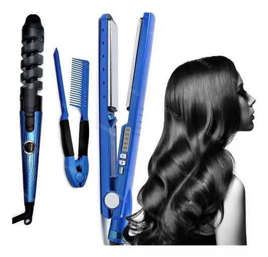 Kit de Plancha Alaciadora + Tenaza Rizadora