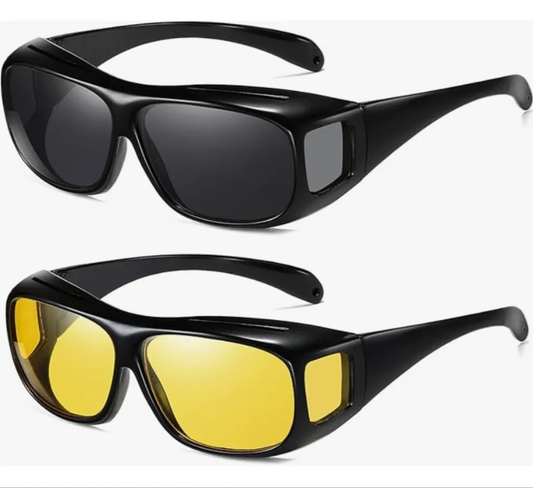 2 Lentes HD UV400 para Manejar de Noche Encima De Lentes Graduados
