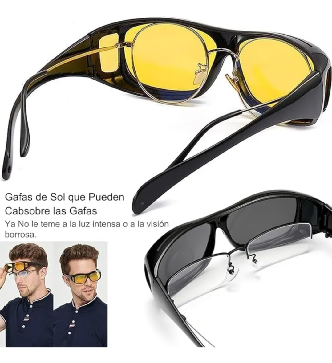 2 Lentes HD UV400 para Manejar de Noche Encima De Lentes Graduados