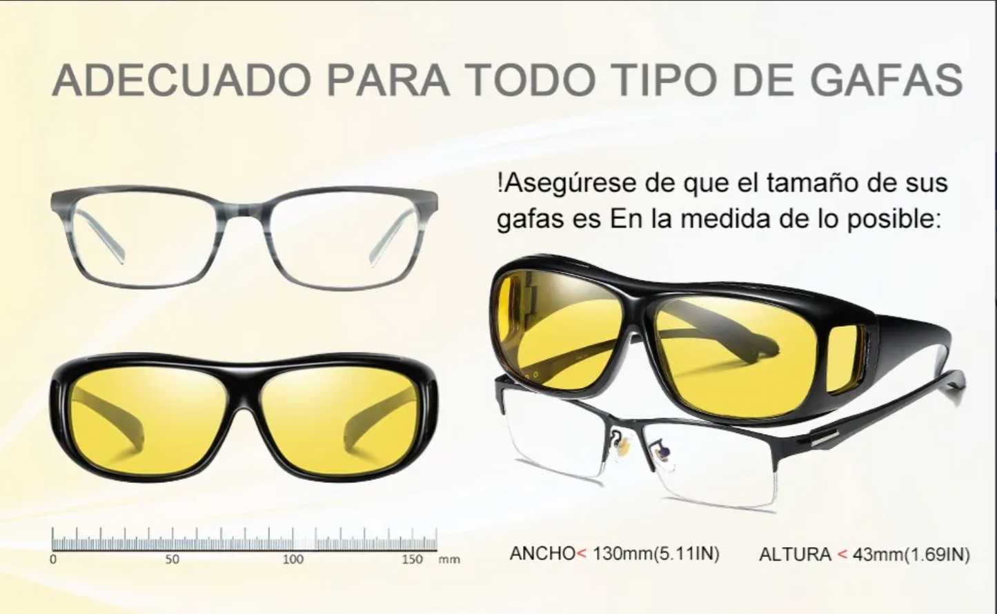 2 Lentes HD UV400 para Manejar de Noche Encima De Lentes Graduados