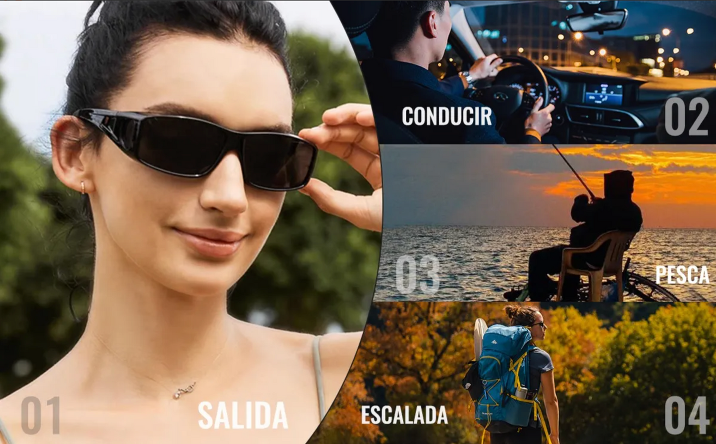 2 Lentes HD UV400 para Manejar de Noche Encima De Lentes Graduados